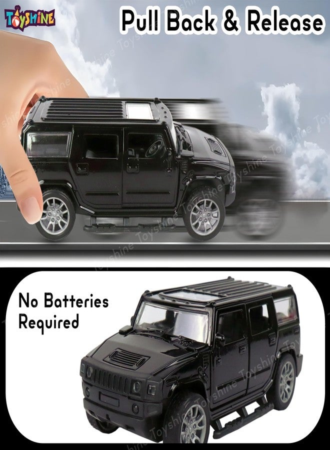 توي شاين سيارة لعبة سباق من توي شاين بمقياس 1:32 مصنوعة من المعدن المصبوب، طراز H2، مزودة بخاصية السحب للخلف وباب قابل للفتح، مناسبة للأطفال من عمر 3 سنوات فما فوق، لون أسود - Image 2